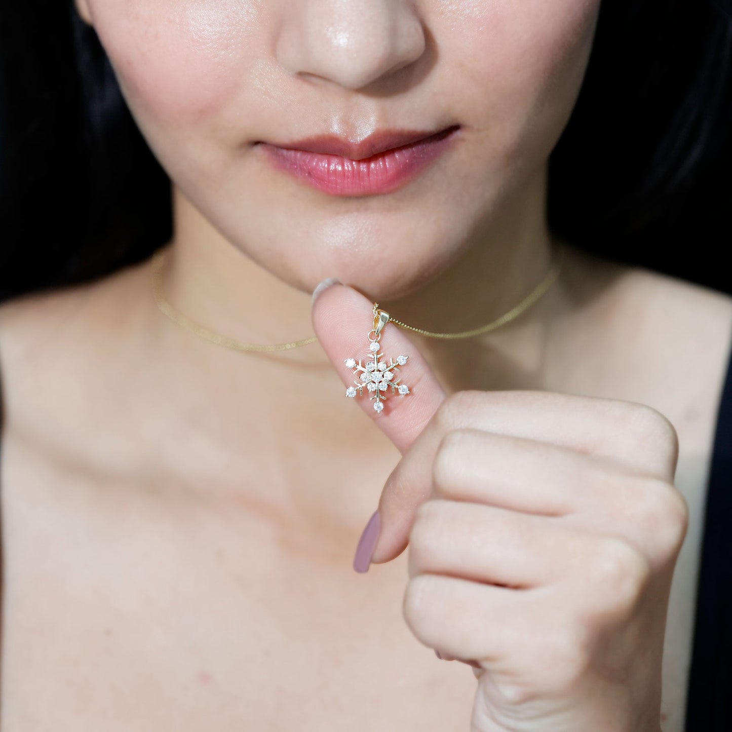 Lab Grown Diamond Christmas Snowflake Necklace