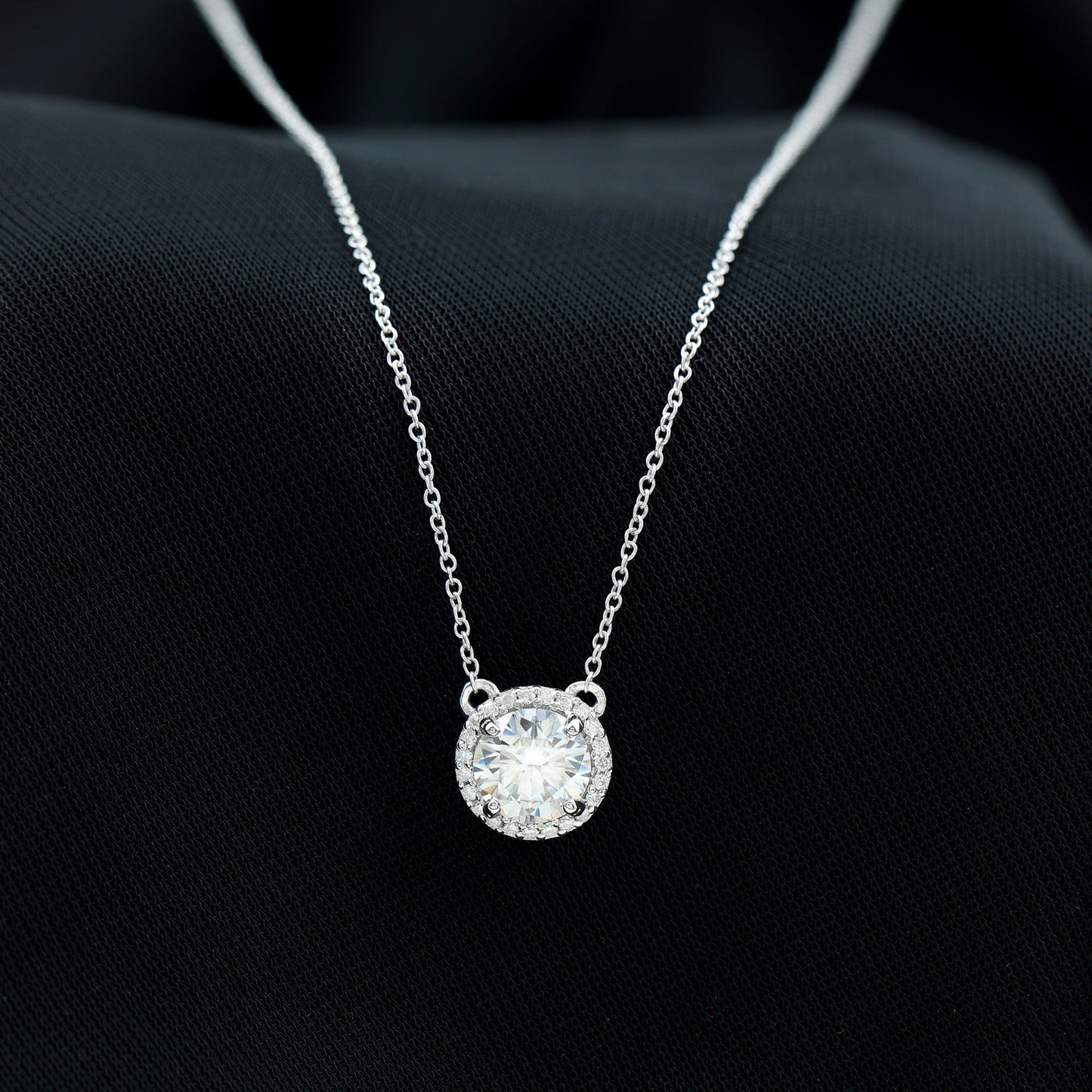 Certified Lab Created Diamond Halo Necklace For Bride