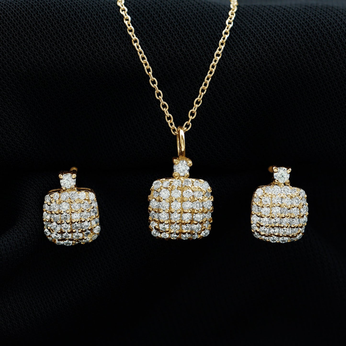 Certified Lab Grown Diamond Bridal Necklace Earring Set