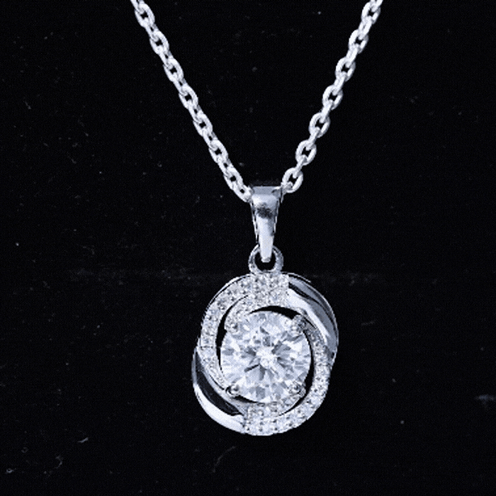 Certified 2 Ct Moissanite Swirl Necklace with Silver Chain