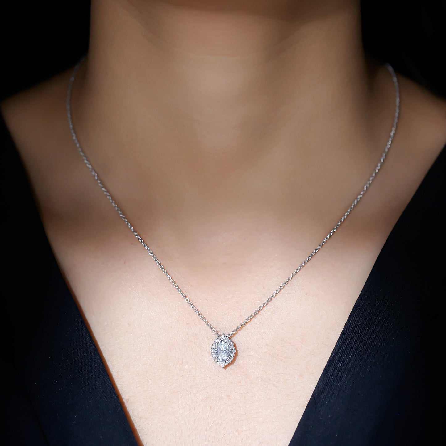 Certified 6X8 MM Oval Moissanite Cocktail Pendant Necklace