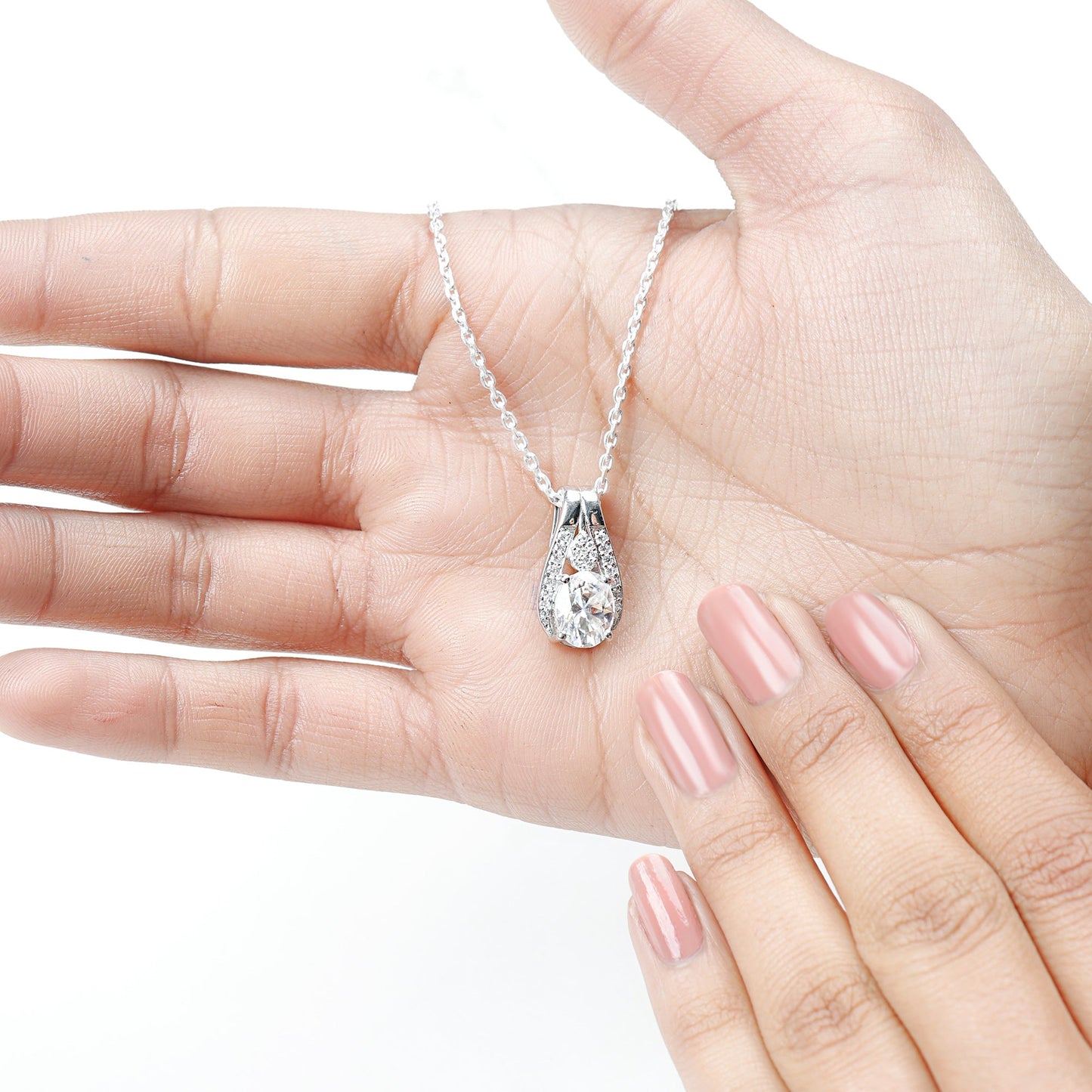Certified 2 Carat Oval Moissanite Teardrop Pendant for Wedding