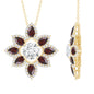 Certified Moissanite and Garnet Flower Pendant