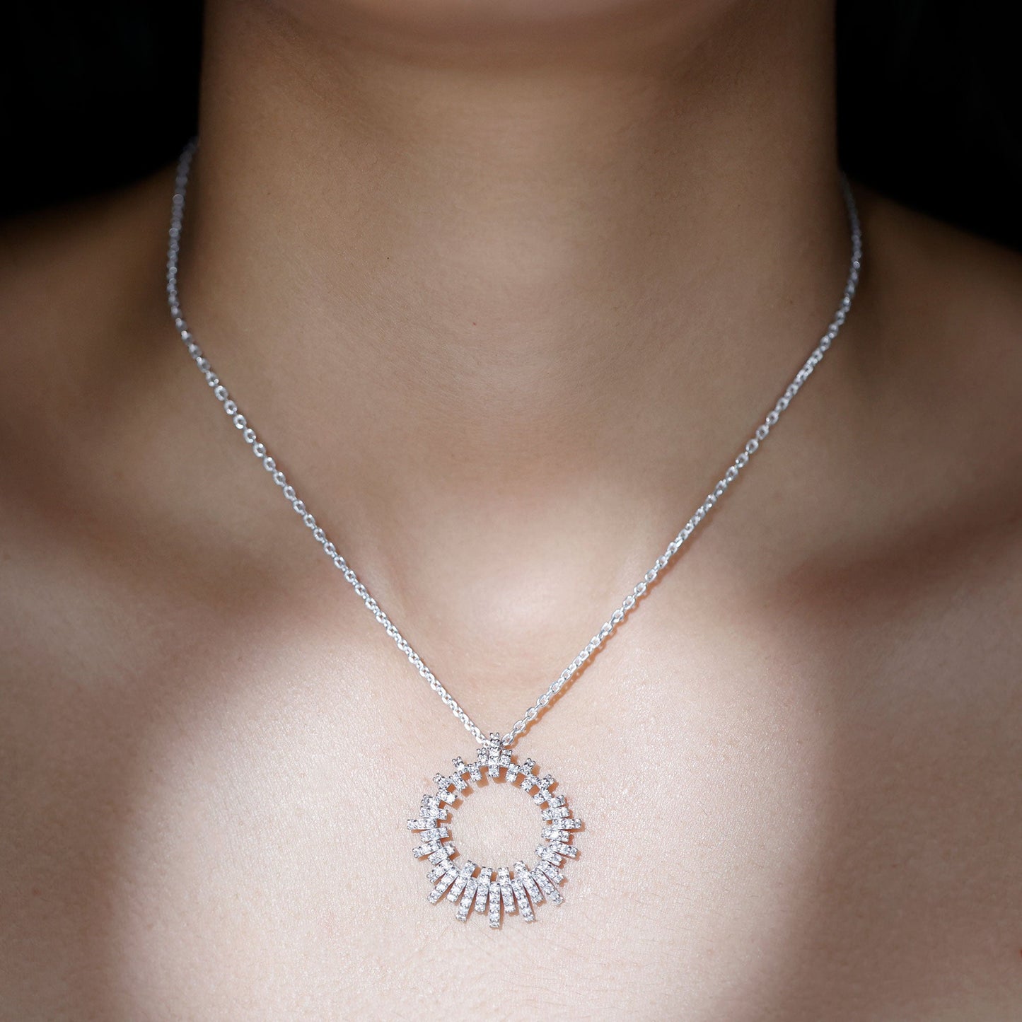 Womens Moissanite Designer Cocktail Necklace With Silver Chain