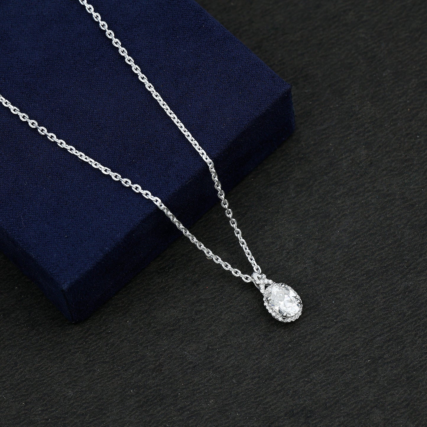 1 Carat Certified Moissanite Oval Pendant with Halo