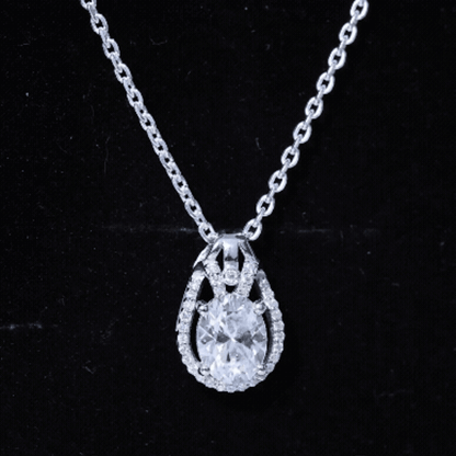 2 Carat Oval Cut Moissanite Drop Necklace For Wedding
