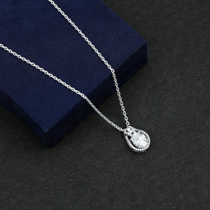 2 Carat Oval Cut Moissanite Drop Necklace For Wedding