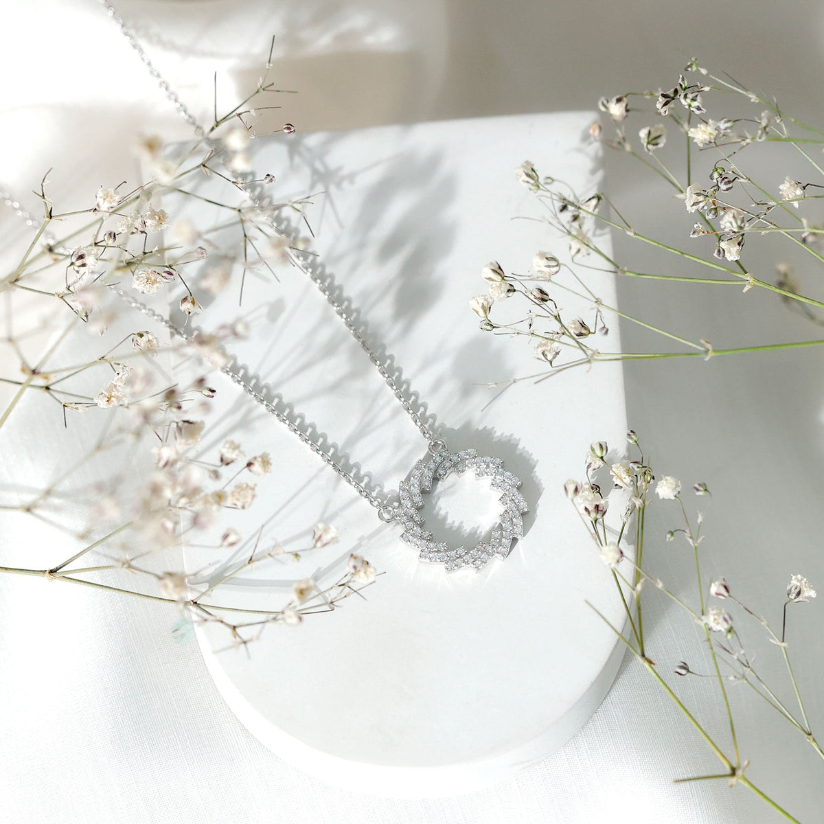 Certified Moissanite Eternity Necklace in Sterling Silver