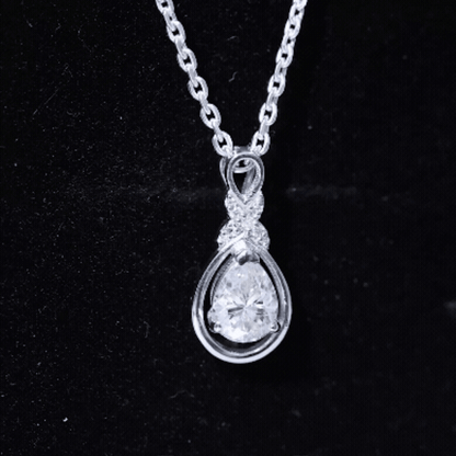 Certified 1.3 Carat Moissanite Bridal Drop Necklace with Silver Chain