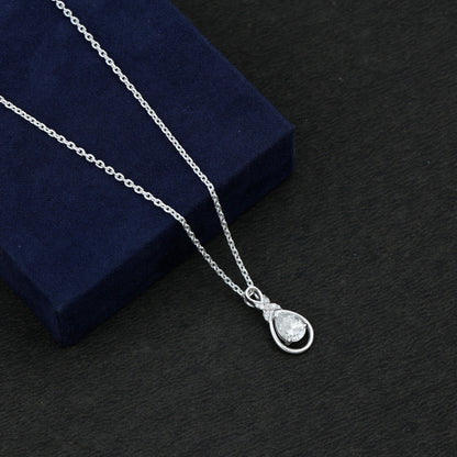 Certified 1.3 Carat Moissanite Bridal Drop Necklace with Silver Chain