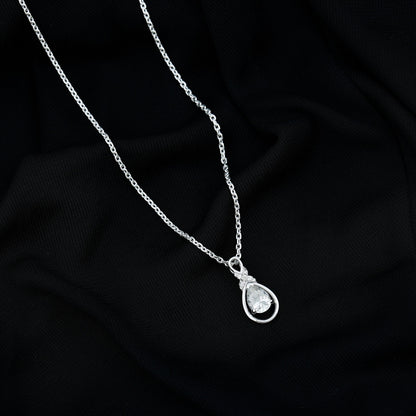 Certified 1.3 Carat Moissanite Bridal Drop Necklace with Silver Chain