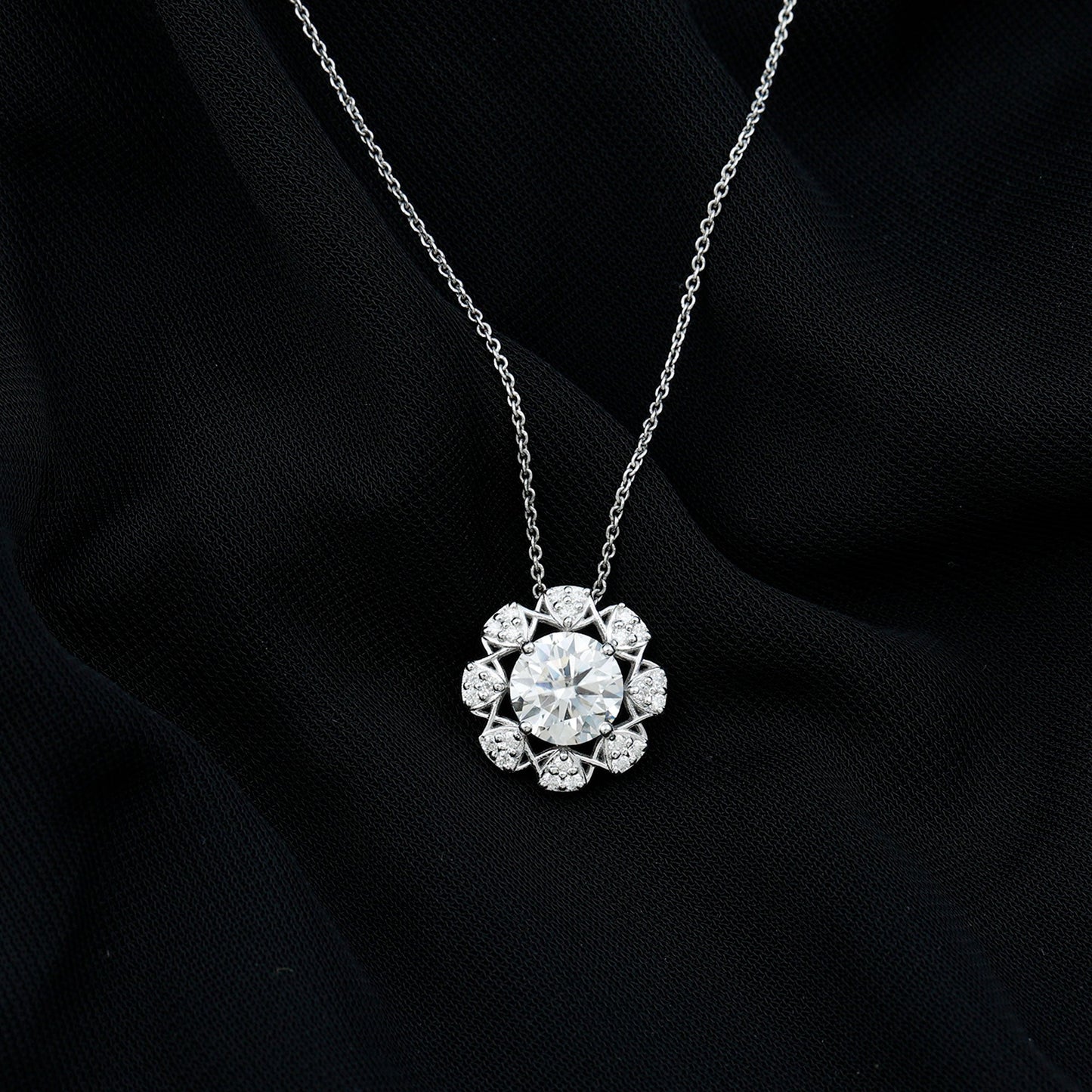 2 Carat Brilliant Cut Moissanite Bridal Necklace With Silver Chain