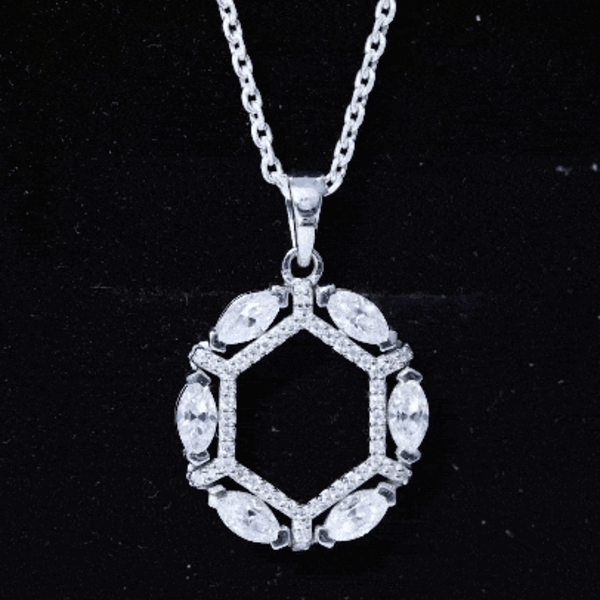 Womens Moissanite Designer Eternity Necklace with Silver Chain