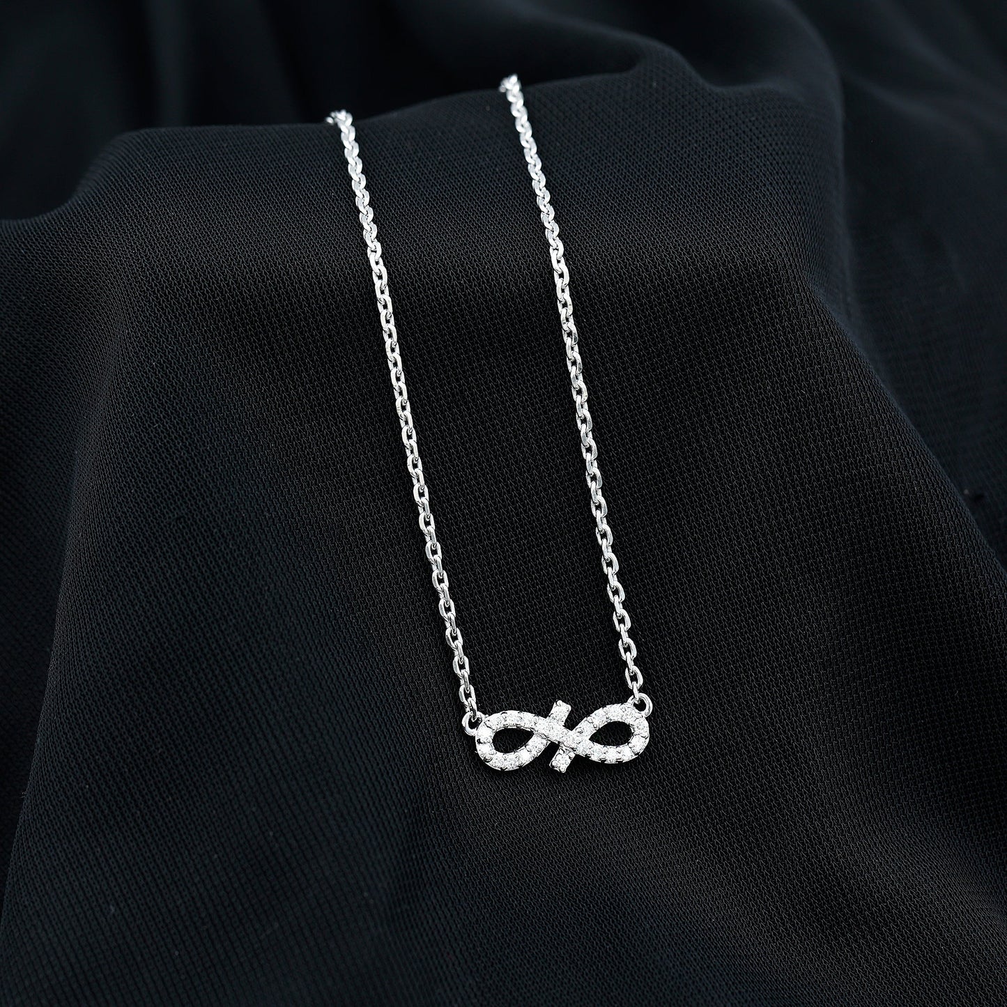 Moissanite Infinity Stackable Necklace in 14K Gold Plated Silver