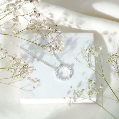 Sterling Silver Moissanite Eternity Necklace With Chain