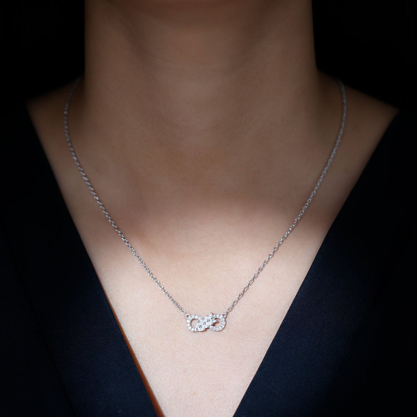 Certified Sterling Silver Moissanite Infinity Necklace