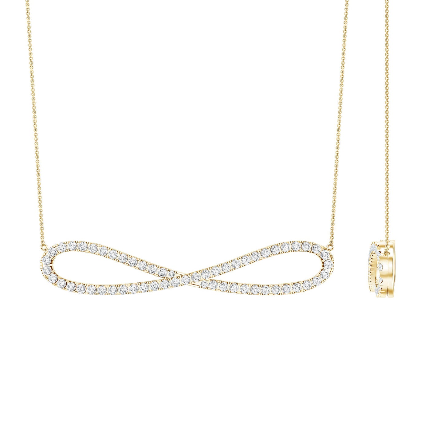 Diamond Sideway Infinity Pendant Necklace