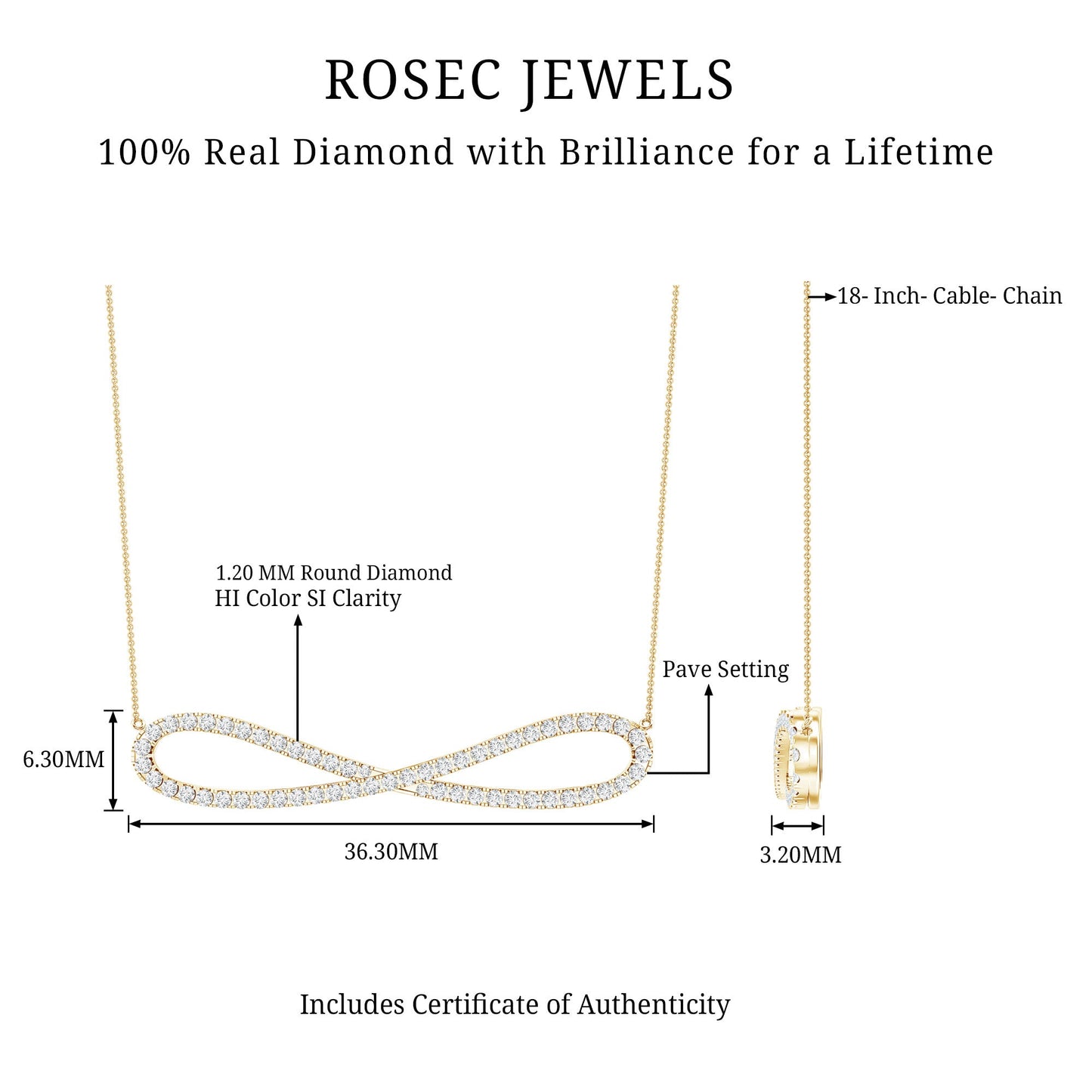 Diamond Sideway Infinity Pendant Necklace