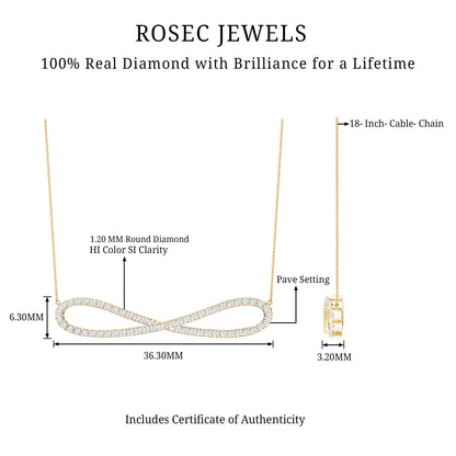 Diamond Sideway Infinity Pendant Necklace