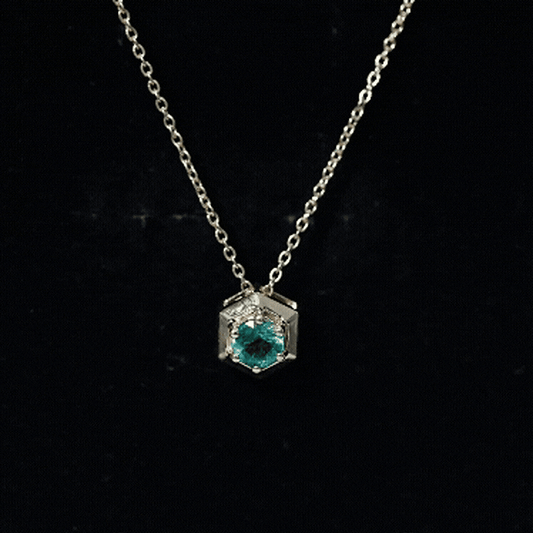 0.4 Carat Solitaire Emerald Hexagon Pendant Necklace