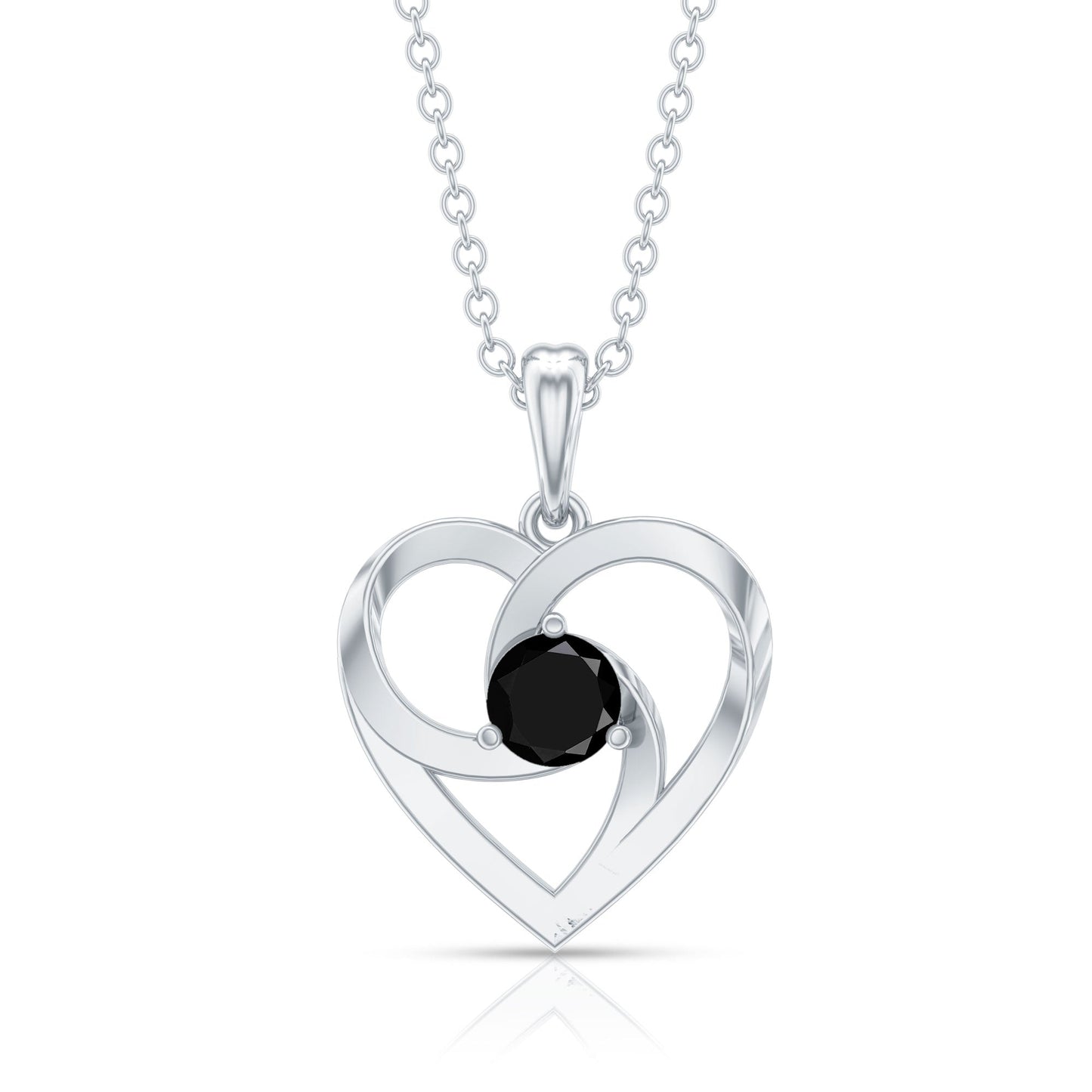 Heart Shape Black Onyx Promise Necklace For Women