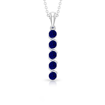 Lab Created Blue Sapphire Bar Necklace With Earrings