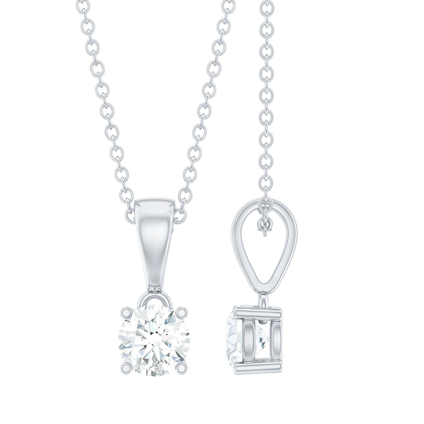 Round 0.4 Carat Brilliant Cut Lab Diamond Solitaire Necklace for Women