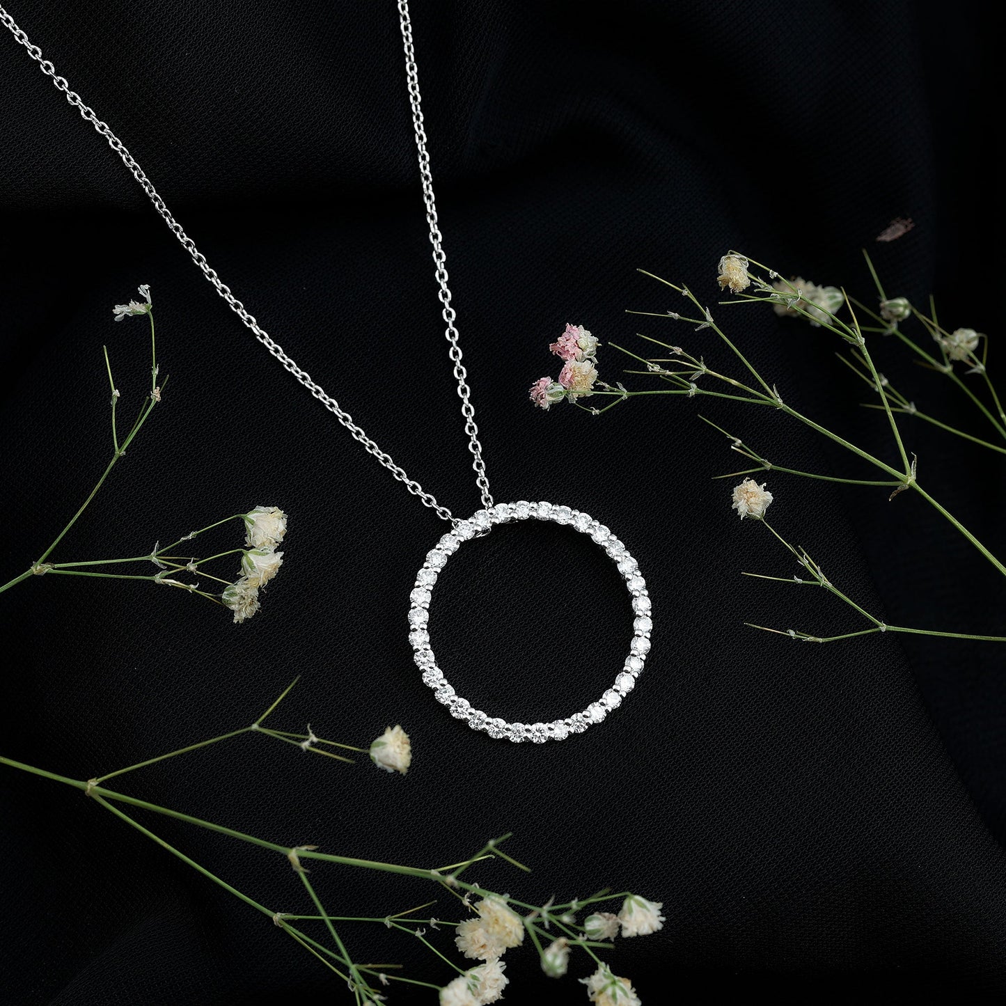 Lab Grown Diamond Eternity Necklace in Sterling Silver