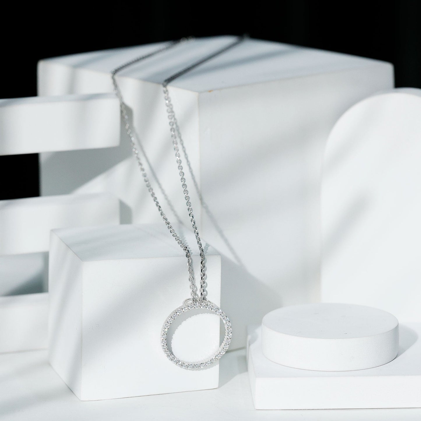Lab Grown Diamond Eternity Necklace in Sterling Silver