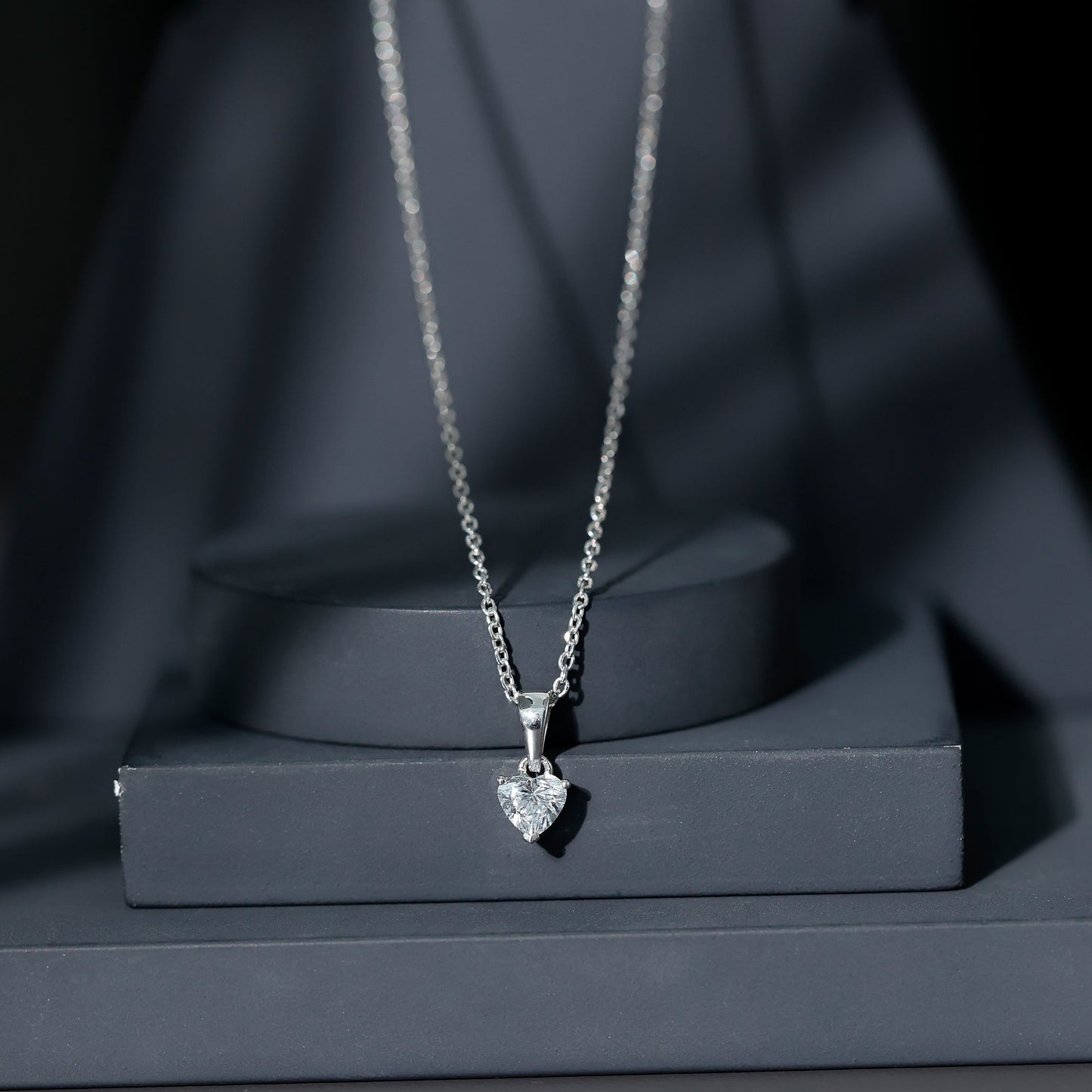 Certified 0.5 Carat Lab Grown Diamond Heart Necklace With Silver Chain