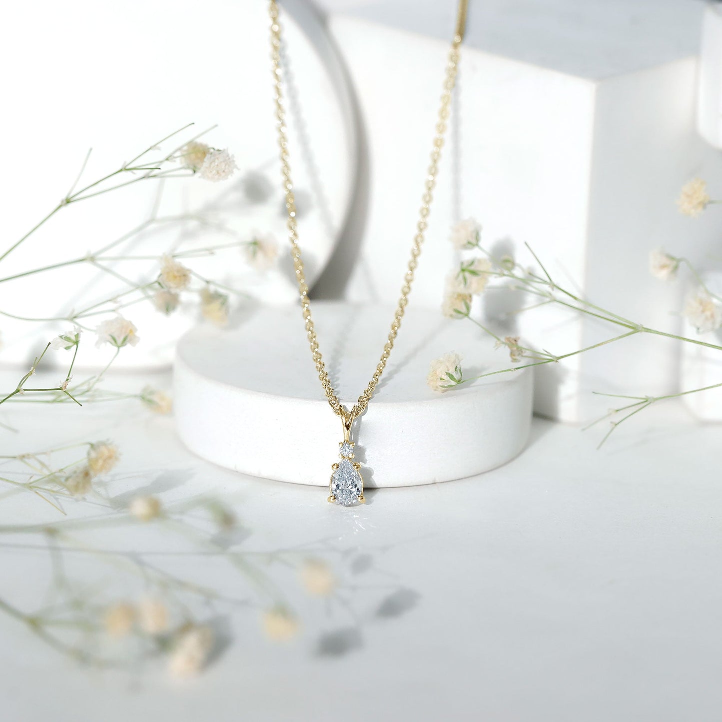 0.3 Carat Lab Grown Diamond Teardrop Pendant Necklace