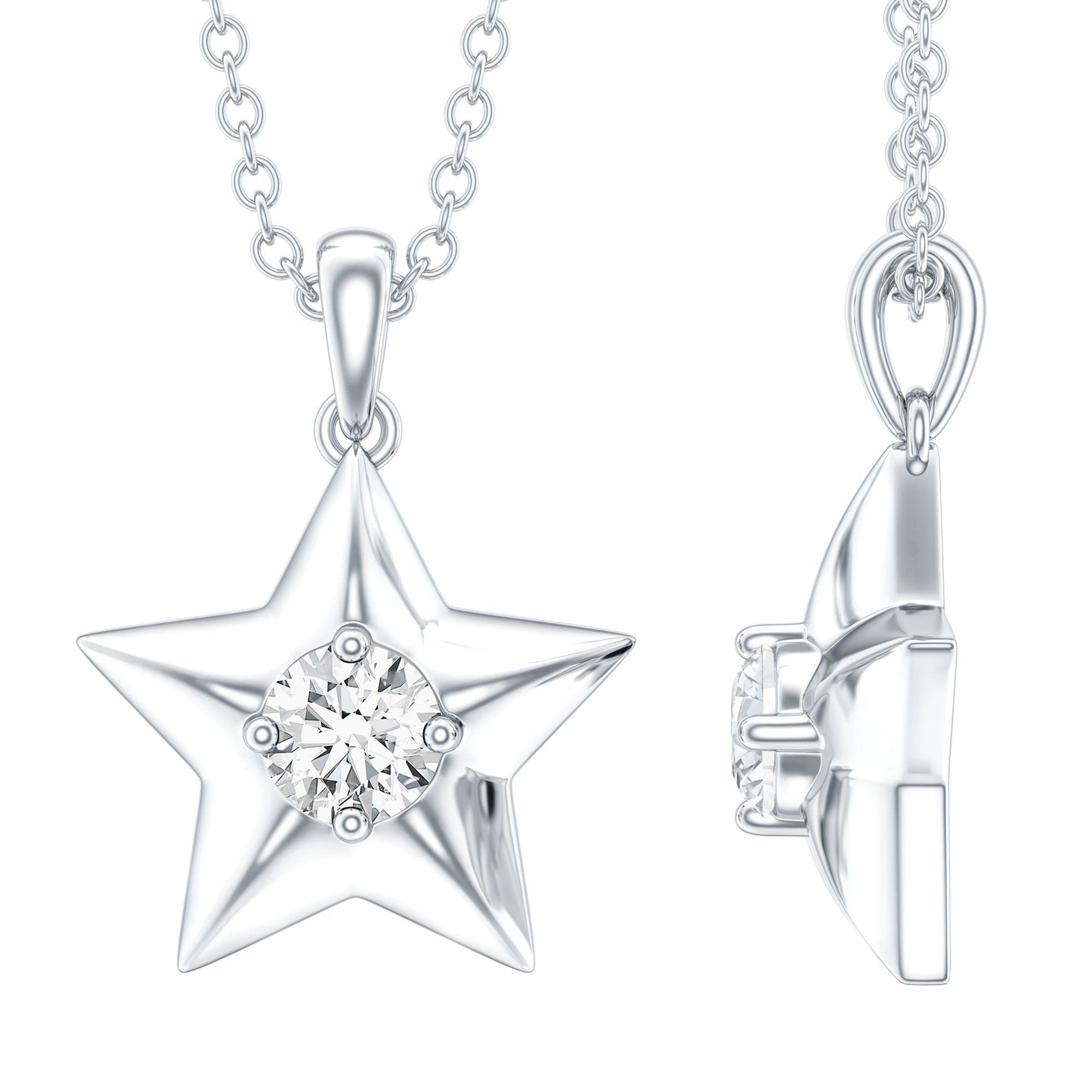 Certified Diamond Star Pendant Necklace