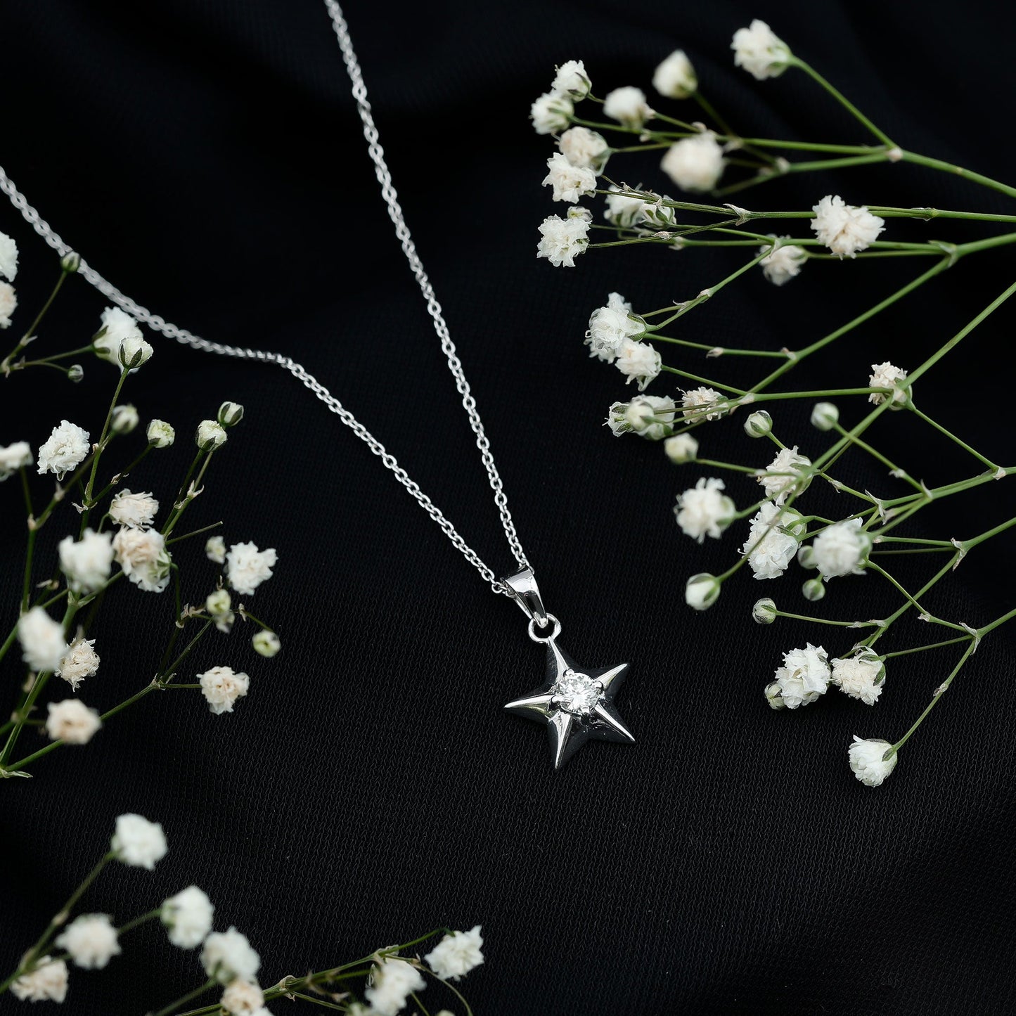 Certified Diamond Star Pendant Necklace