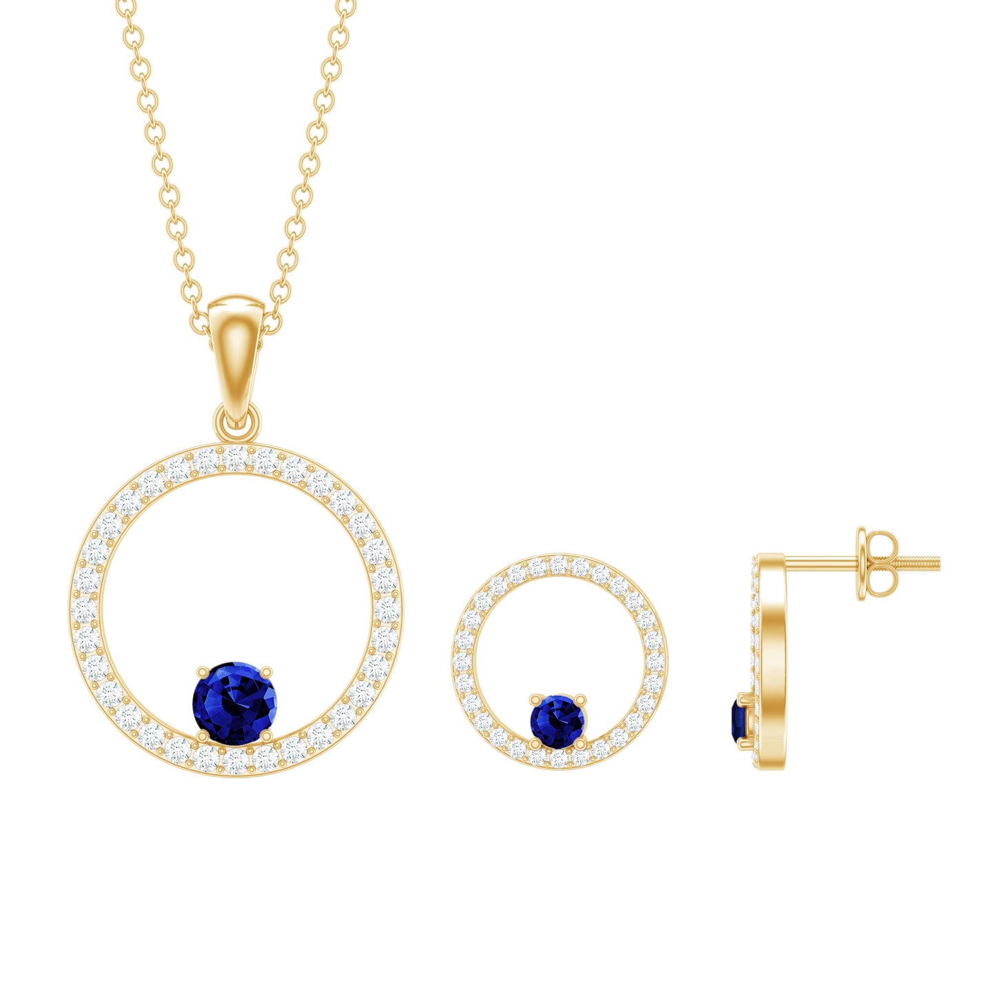 Lab Created Blue Sapphire and Moissanite Eternity Jewelry Set
