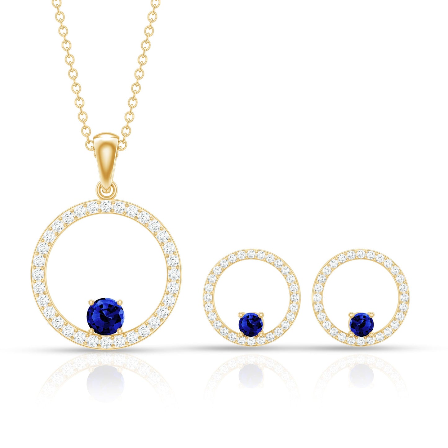 Lab Created Blue Sapphire and Moissanite Eternity Jewelry Set