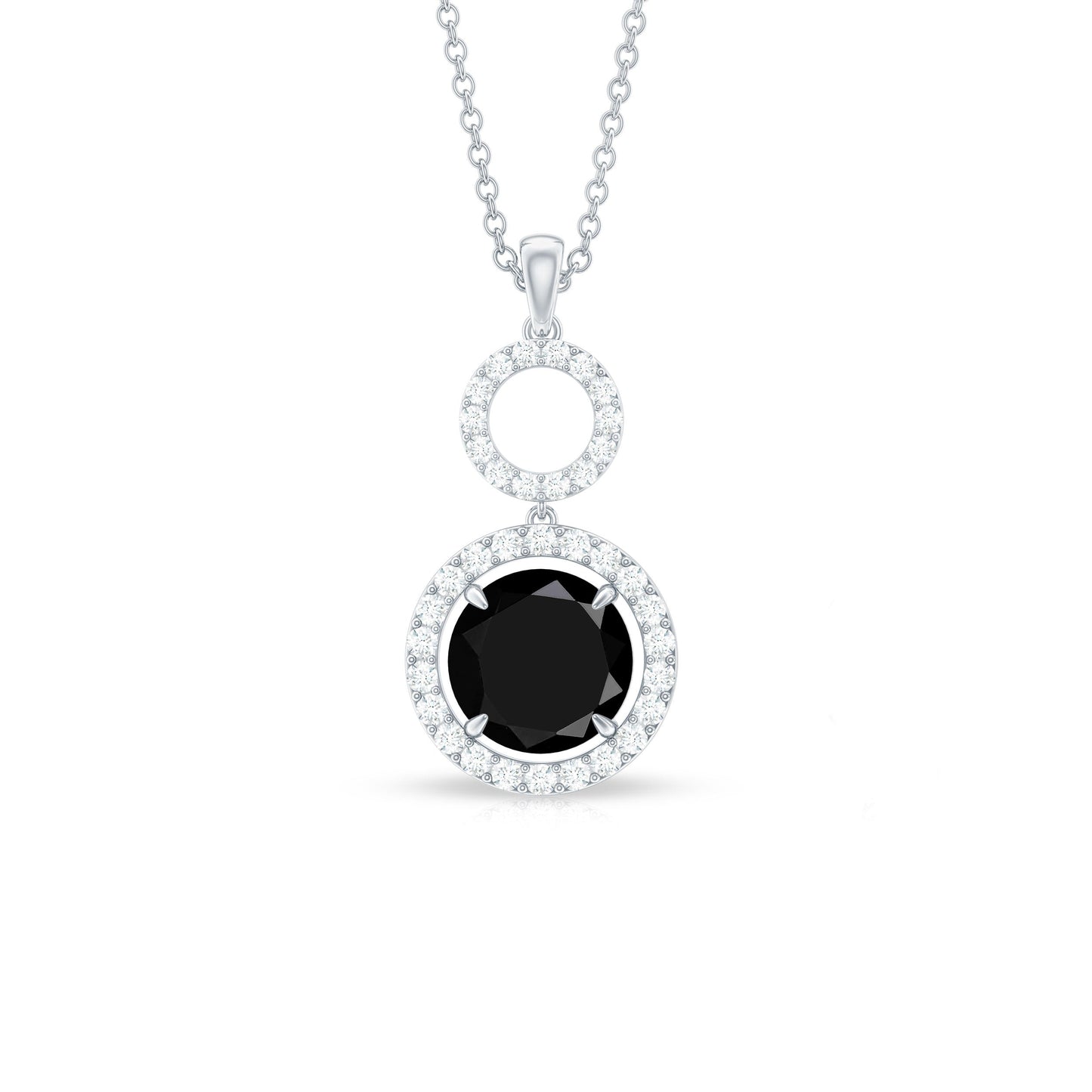 Classic 2 Carat Black Onyx Diamond Drop Necklace