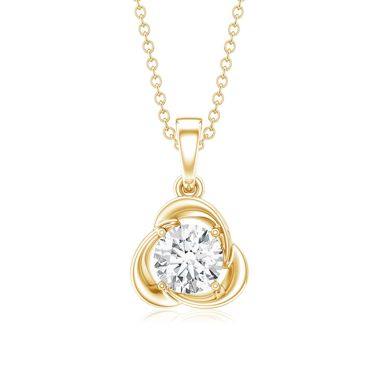 Round Shape Lab Grown Diamond Solitaire Flower Pendant