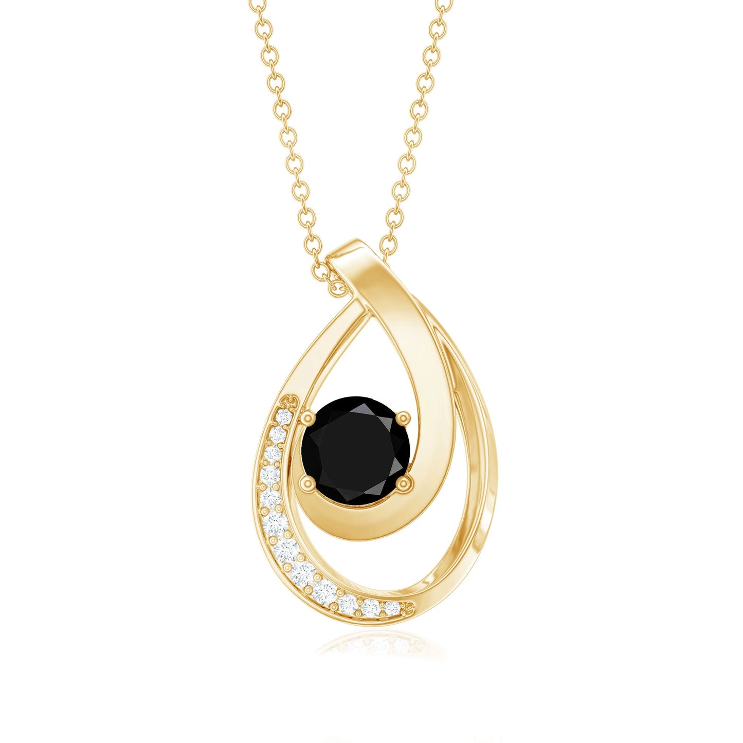 Certified Lab Grown Black and White Diamond Teardrop Necklace