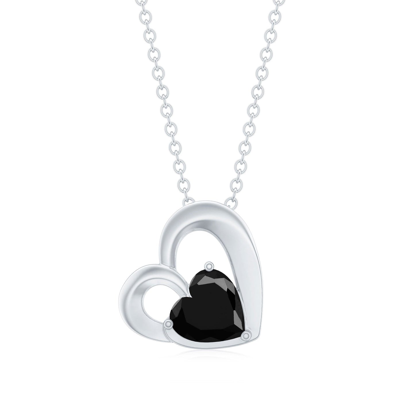 2.4 Carat Heart Lab Grown Black Diamond Solitaire Necklace