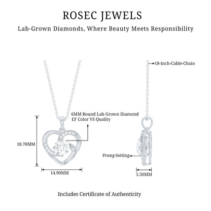 Certified Lab Grown Diamond Solitaire Heart Pendant