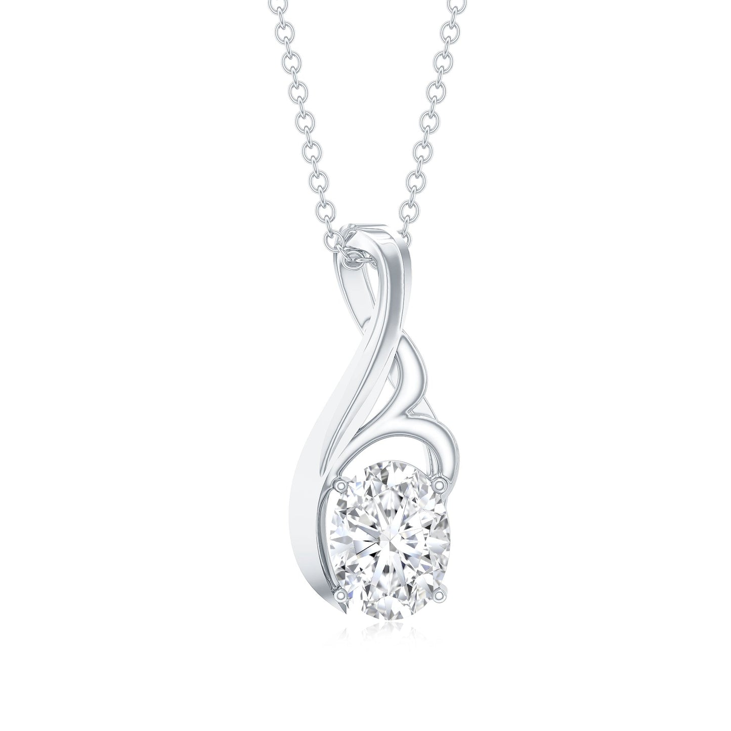 Certified Oval Lab Grown Diamond Solitaire Pendant Necklace
