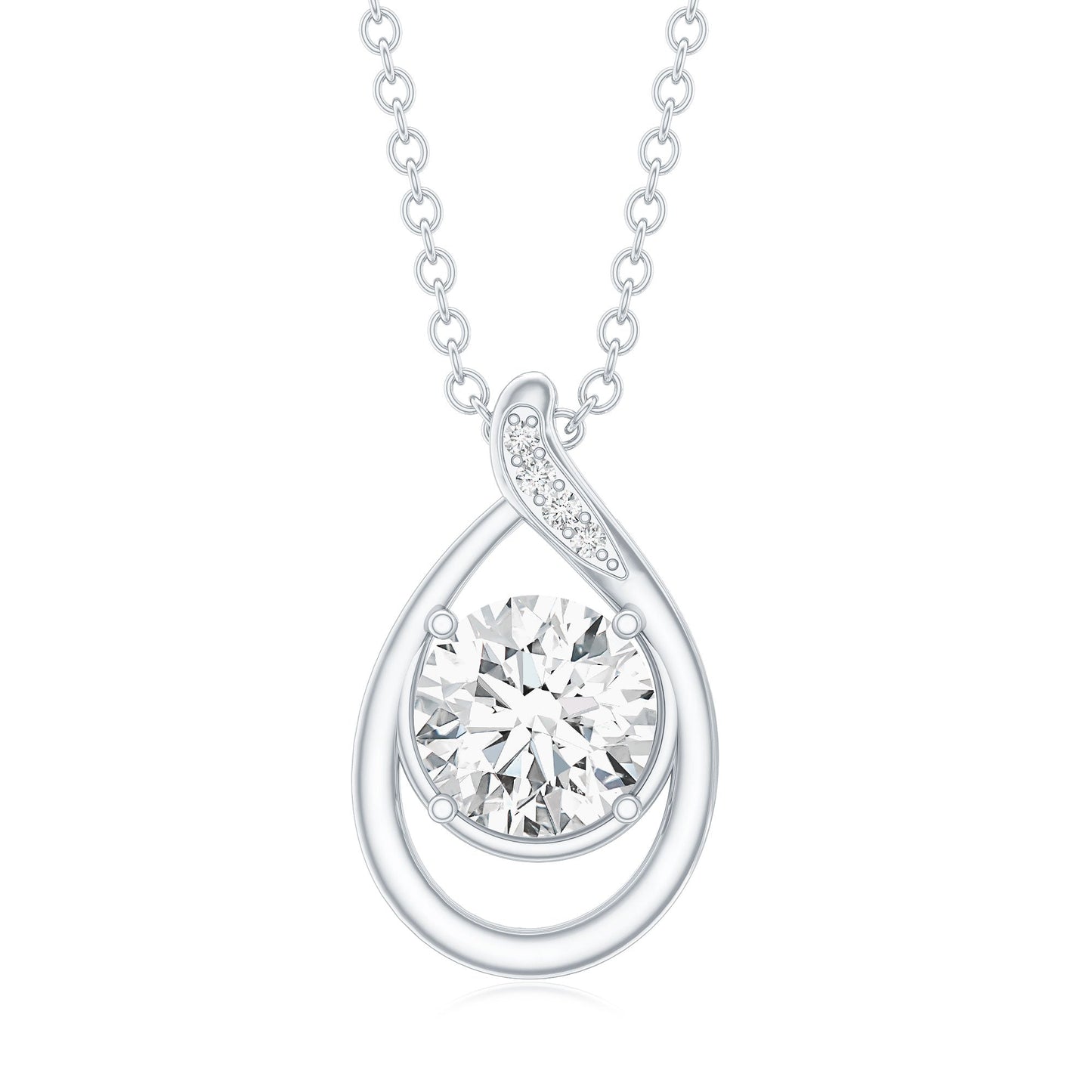 Lab Grown Diamond Teardrop Pendant Necklace