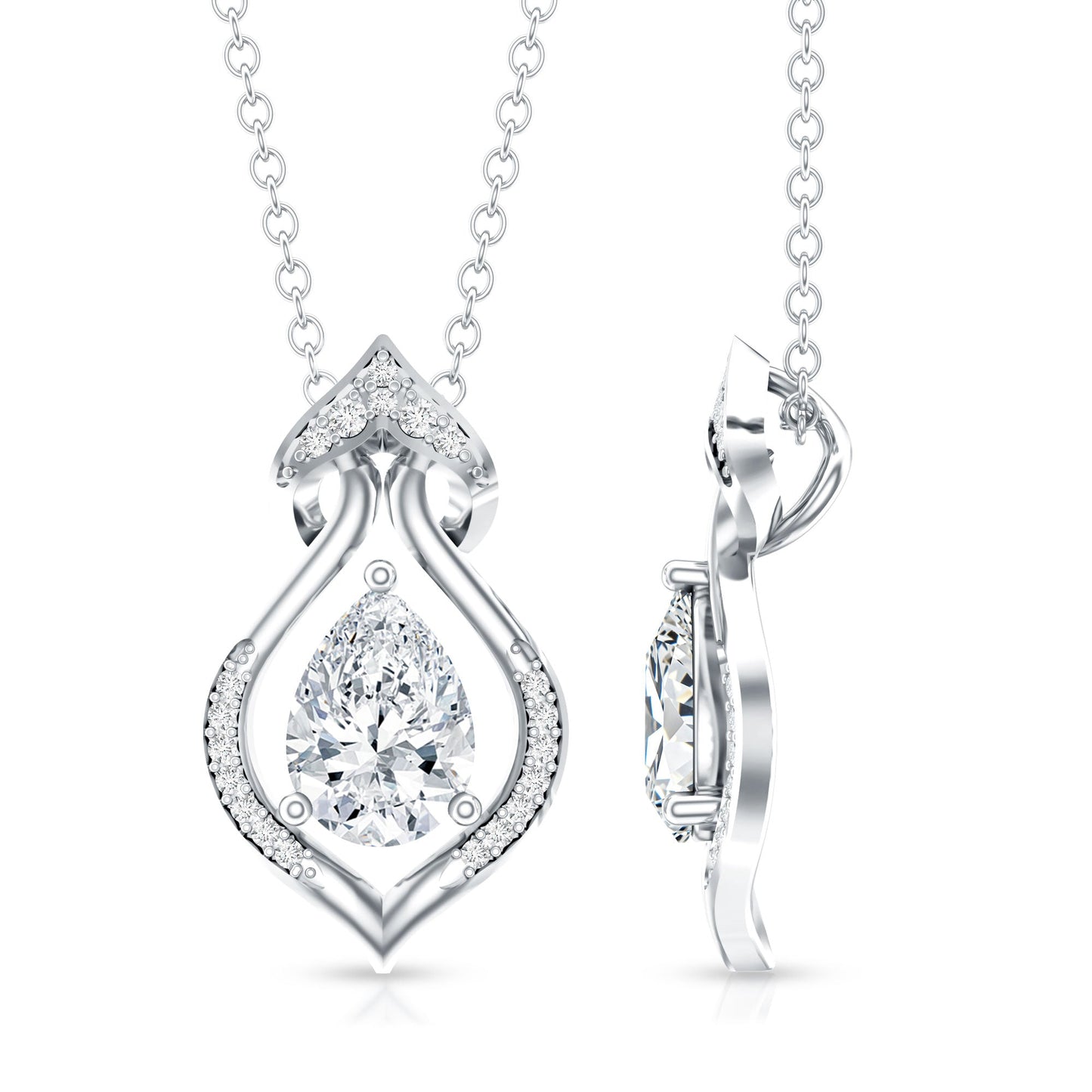 Pear Shape Lab Grown Diamond Bridal Pendant Necklace
