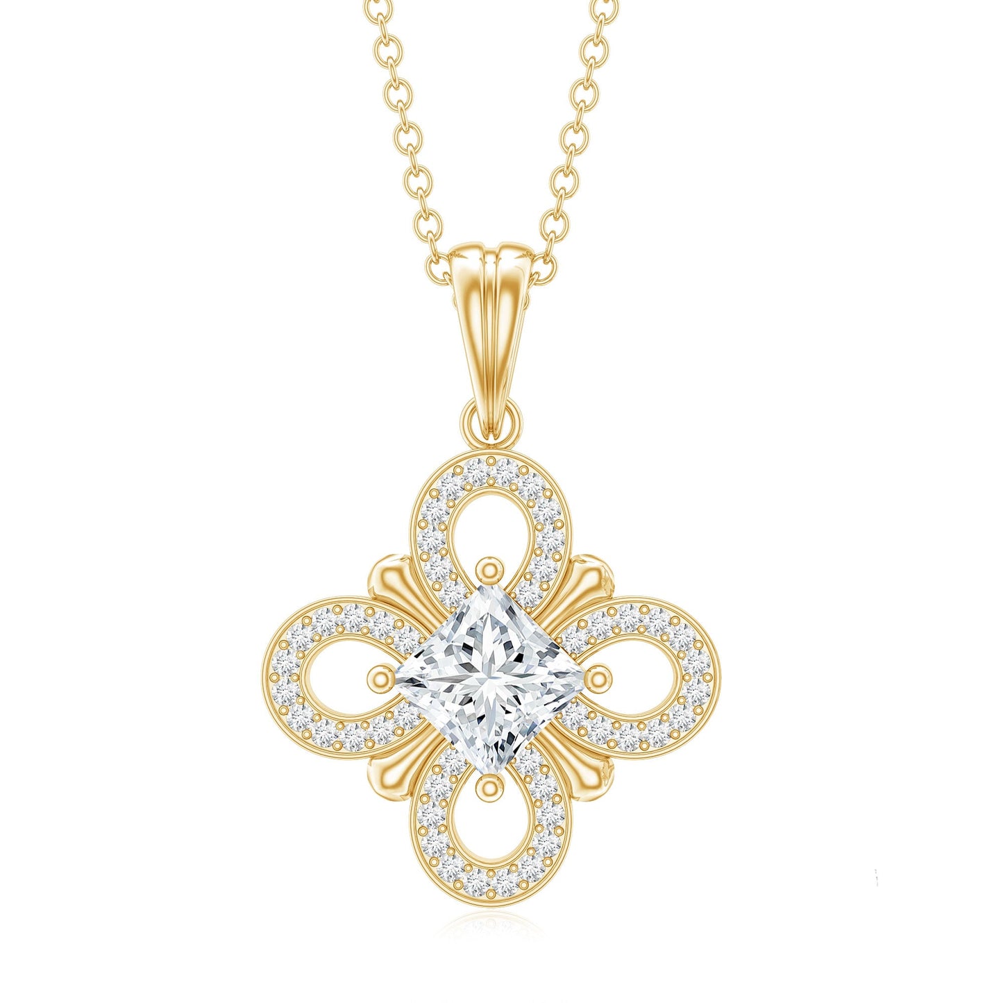 Lab Grown Diamond Vintage Inspired Pendant Necklace