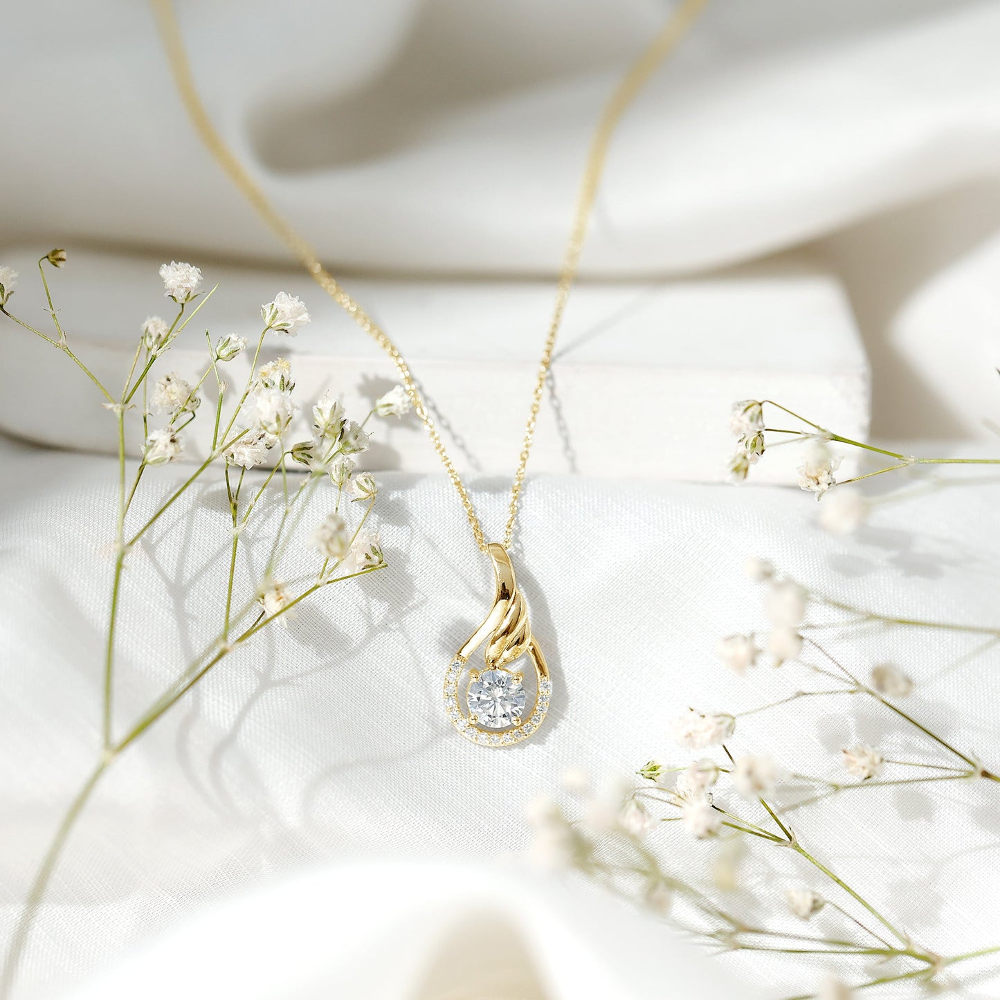 Certified Round Lab Grown Diamond Designer Pendant Necklace