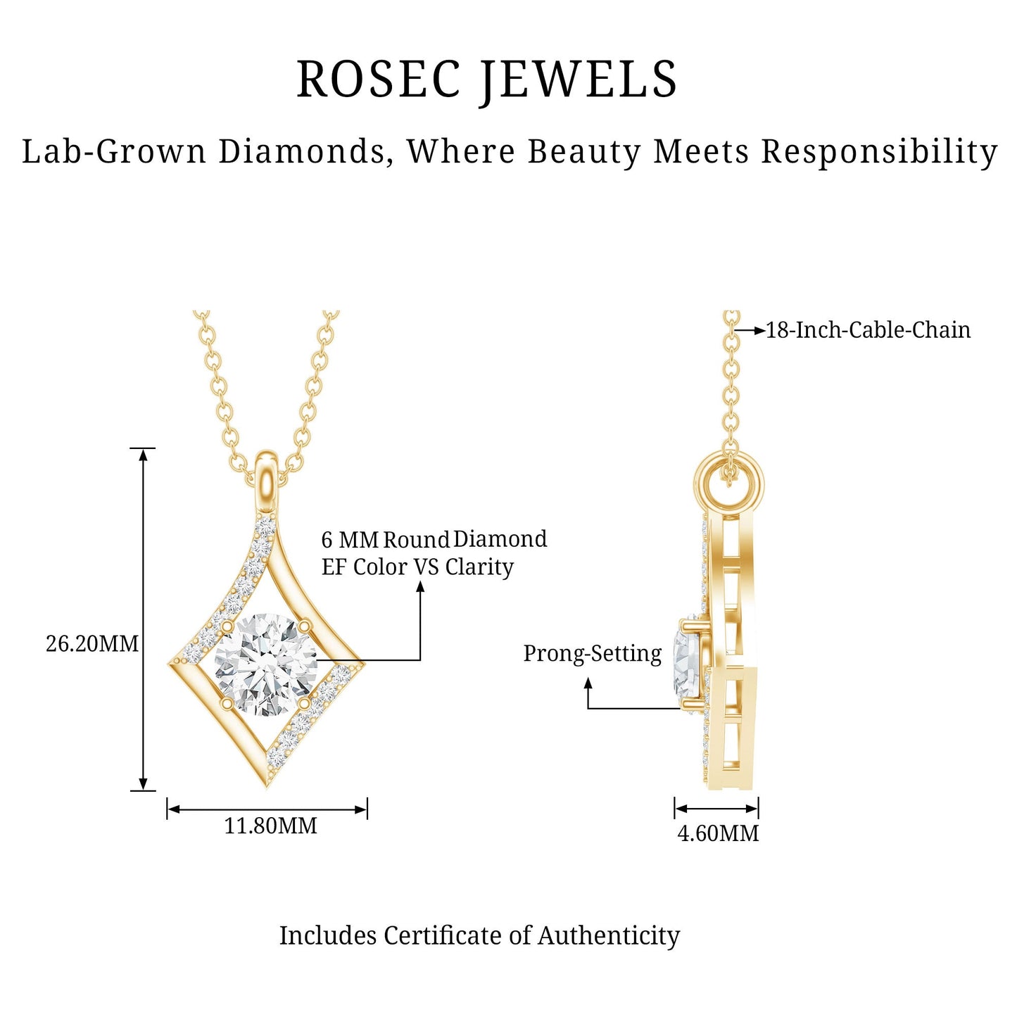 Certified Lab Grown Diamond Geometric Pendant Necklace