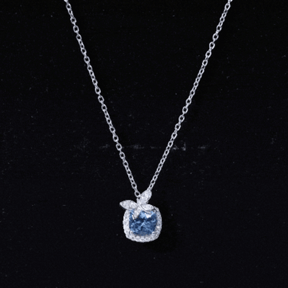 Natural Cushion Cut 1 Carat Aquamarine Pendant Necklace with Butterfly