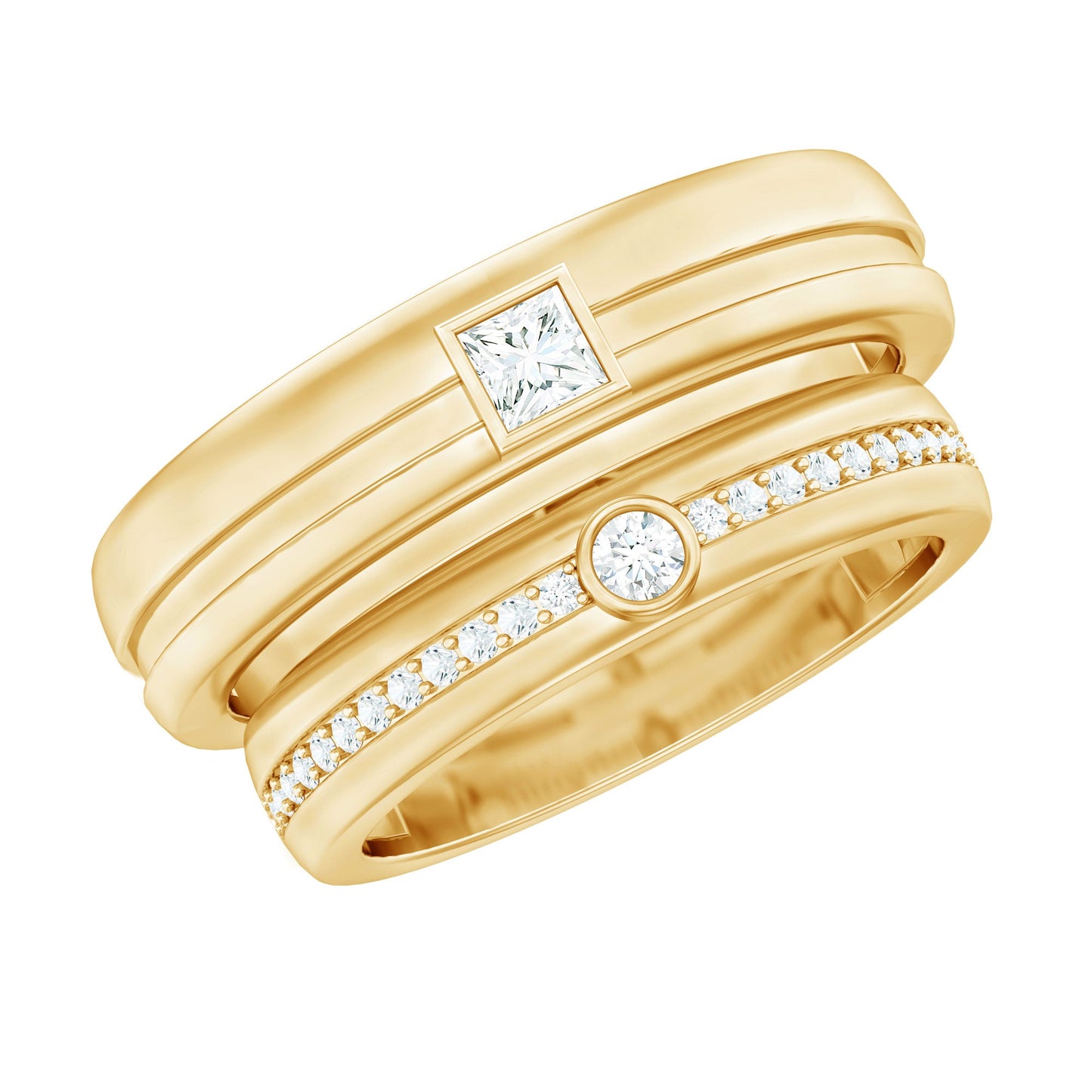 Real Diamond Couple Wedding Band Set