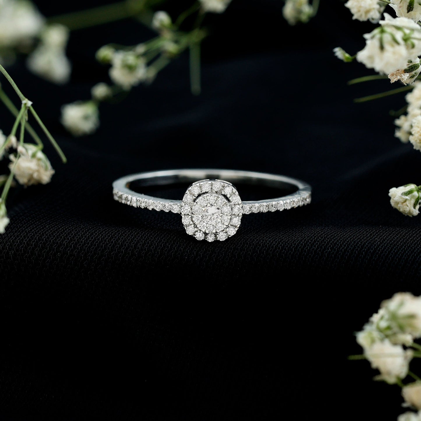 Brilliant Cut Diamond Engagement Ring in Illusion Setting