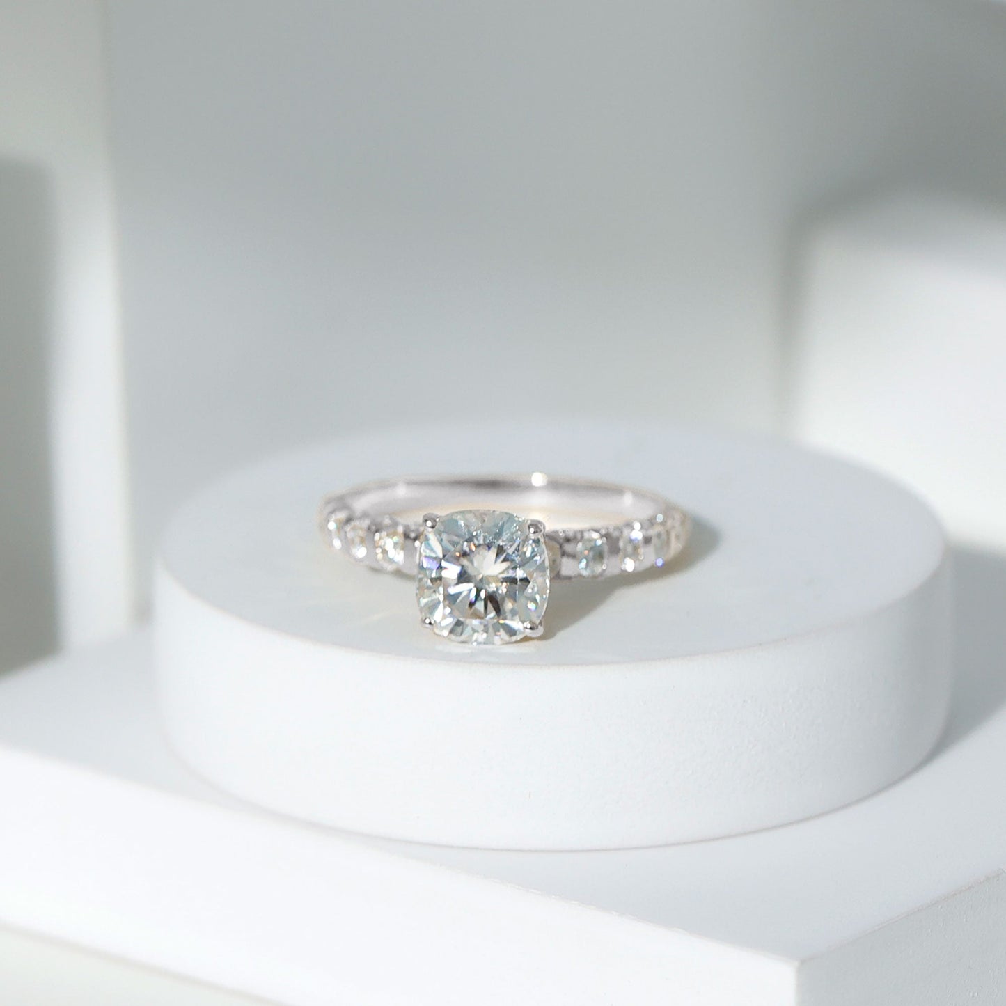 Cushion Cut Moissanite Solitaire Engagement Ring for Women